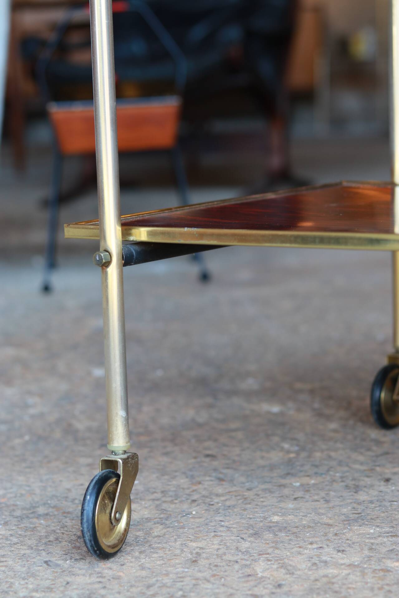 Vintage gold mini-bar trolley