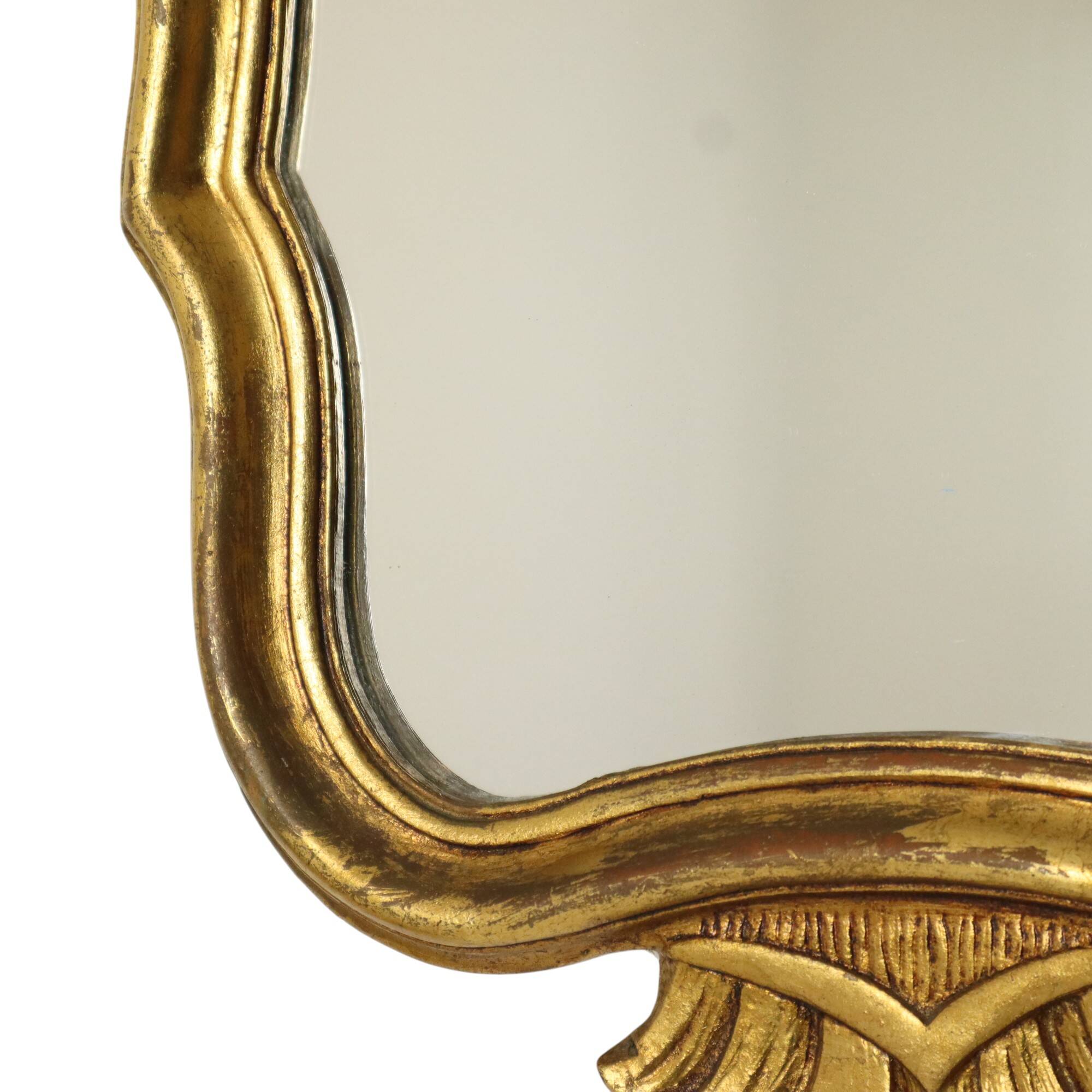 Miroir baroque doré à la feuille d'or, France années 60