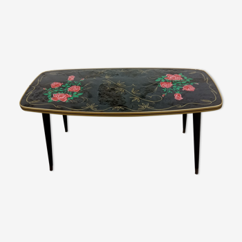 Table basse vintage motif floral