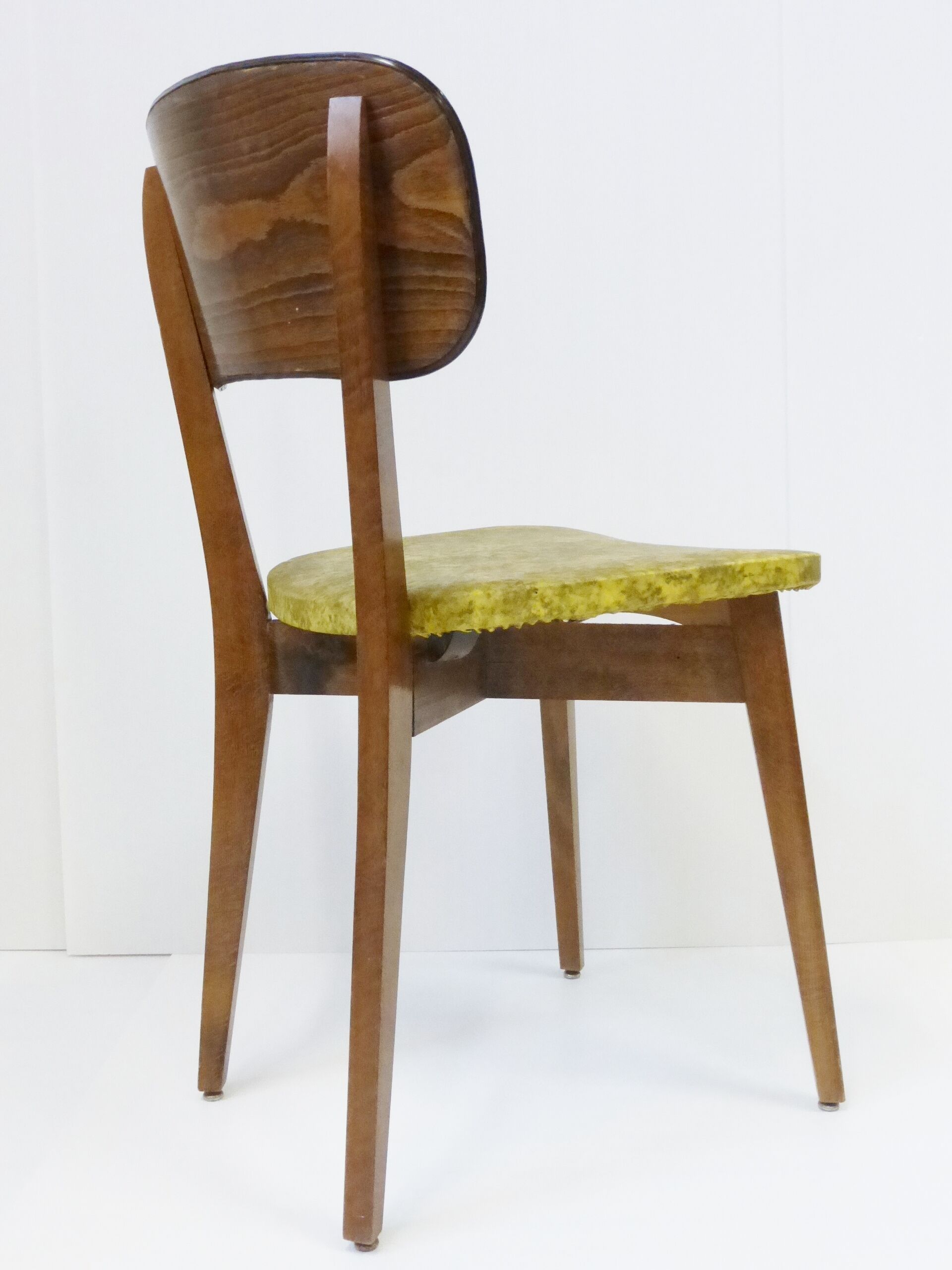 Set of 4 chairs yellow & black camouflage 1950 vintage rockabilly 50s French bistro chairs