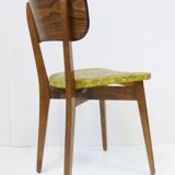 Set of 4 chairs yellow & black camouflage 1950 vintage rockabilly 50s French bistro chairs