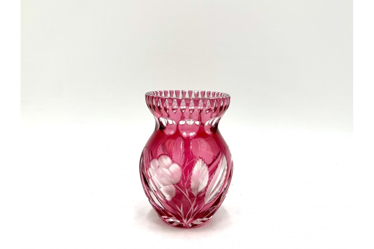 Crystal pink vase, Poland, 1960s
