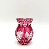 Crystal pink vase, Poland, 1960s