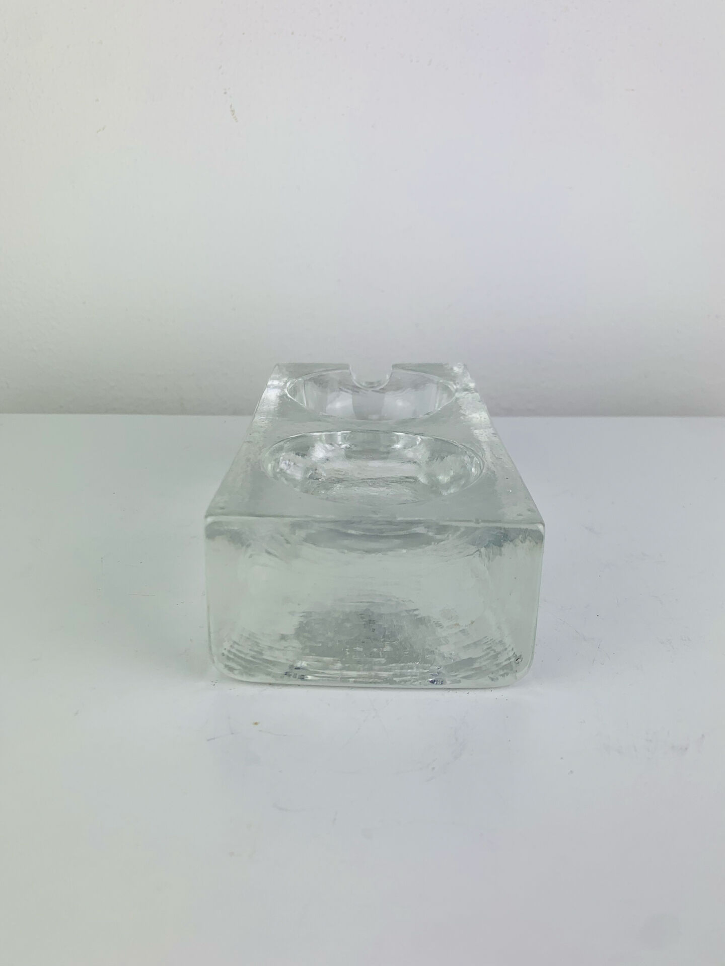 Vintage moulded glass "ice cube" catchall or ashtray