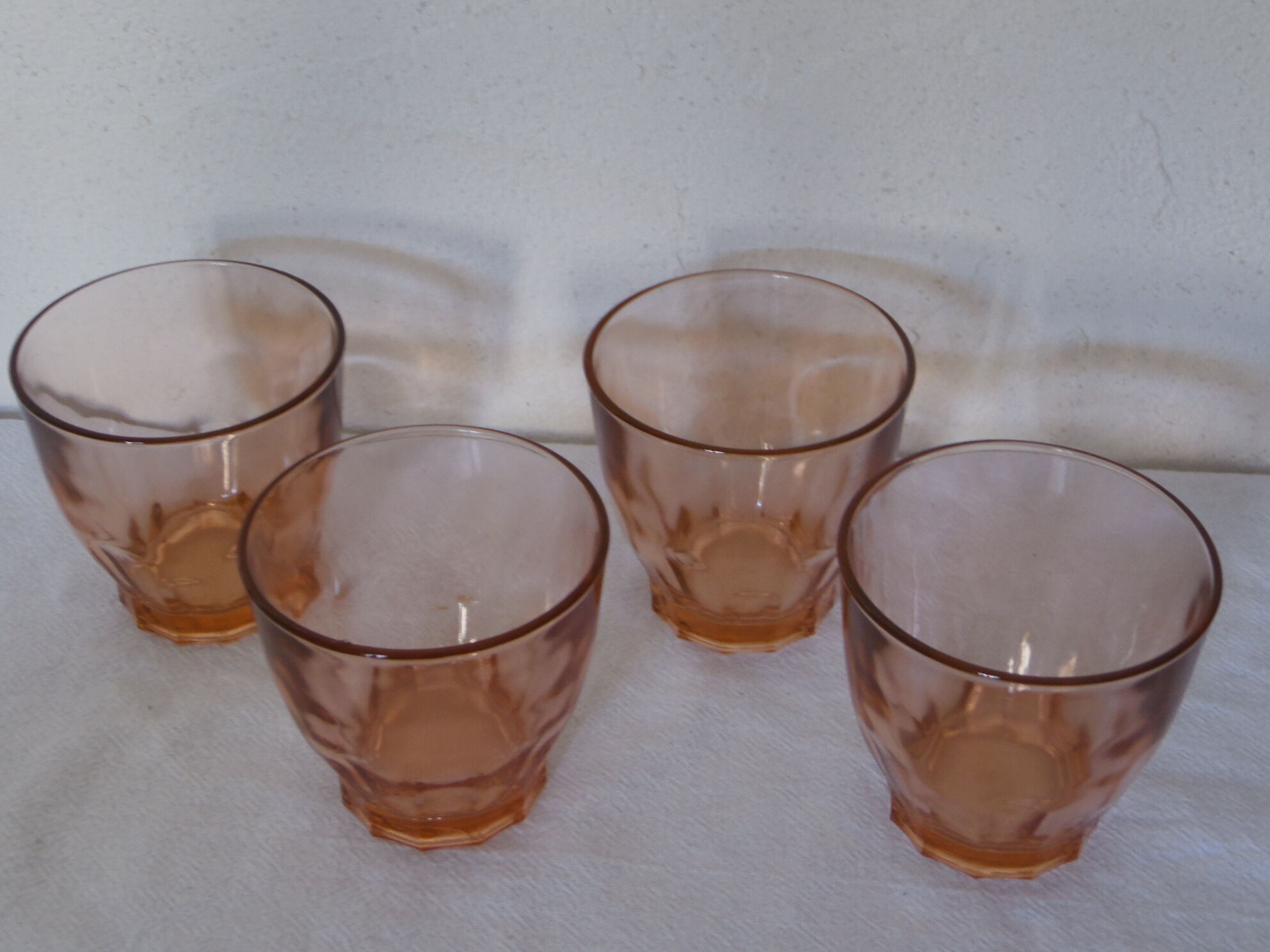 Set of 4 glass vintage pink blush