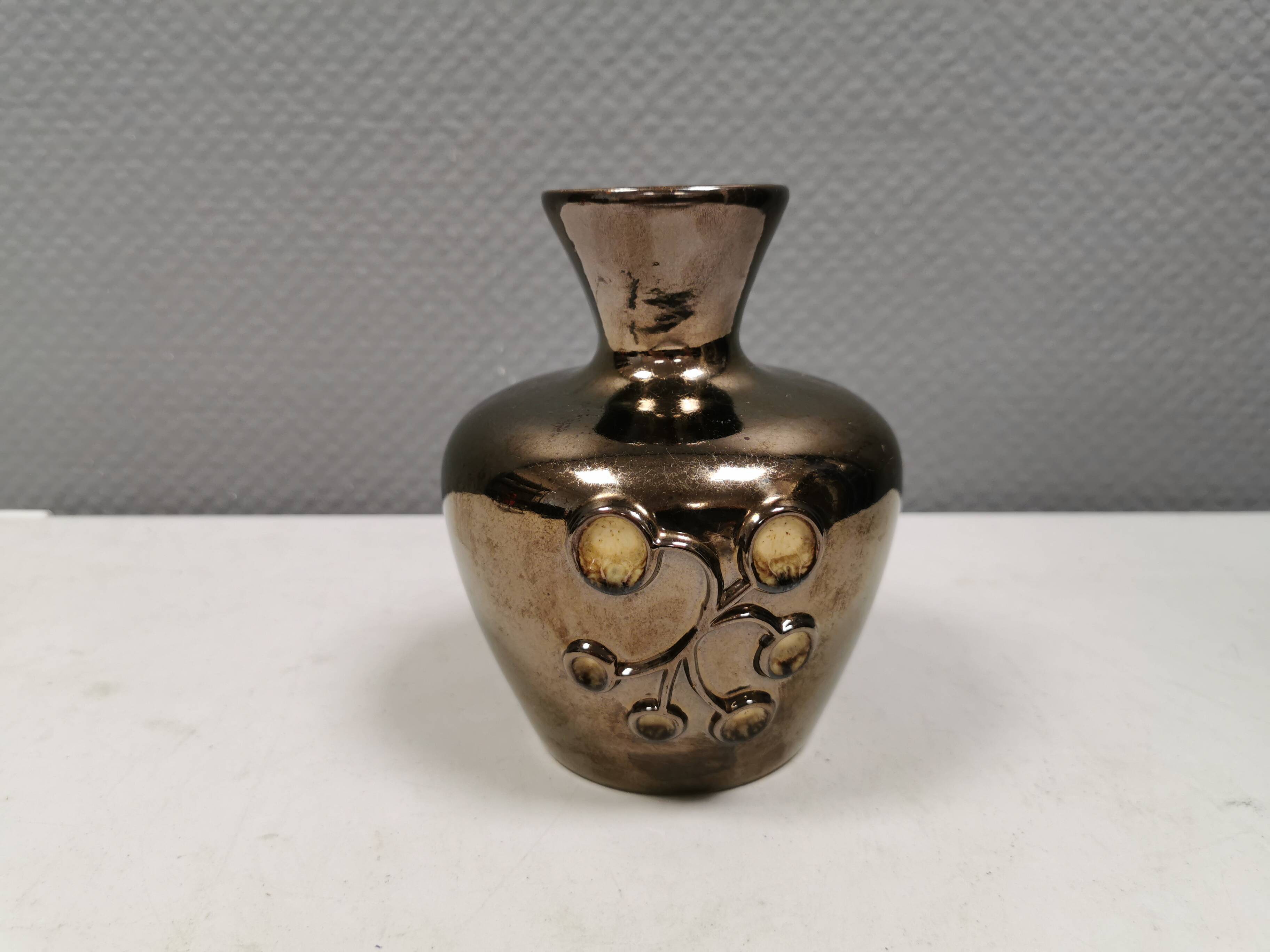 Ceramic vase with metal glaze from Frank ceramics Denmark 1970-80s.