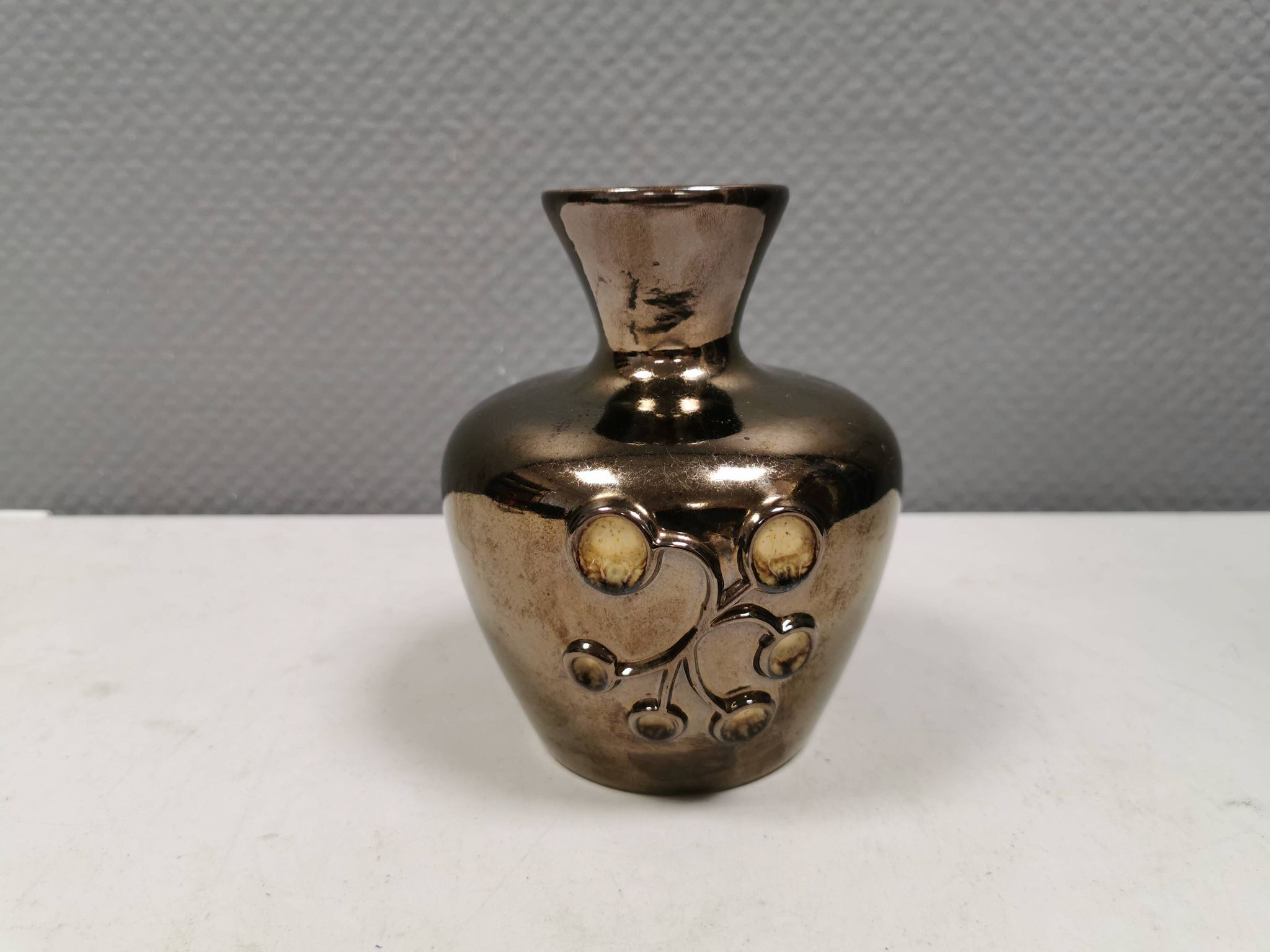 Ceramic vase with metal glaze from Frank ceramics Denmark 1970-80s.