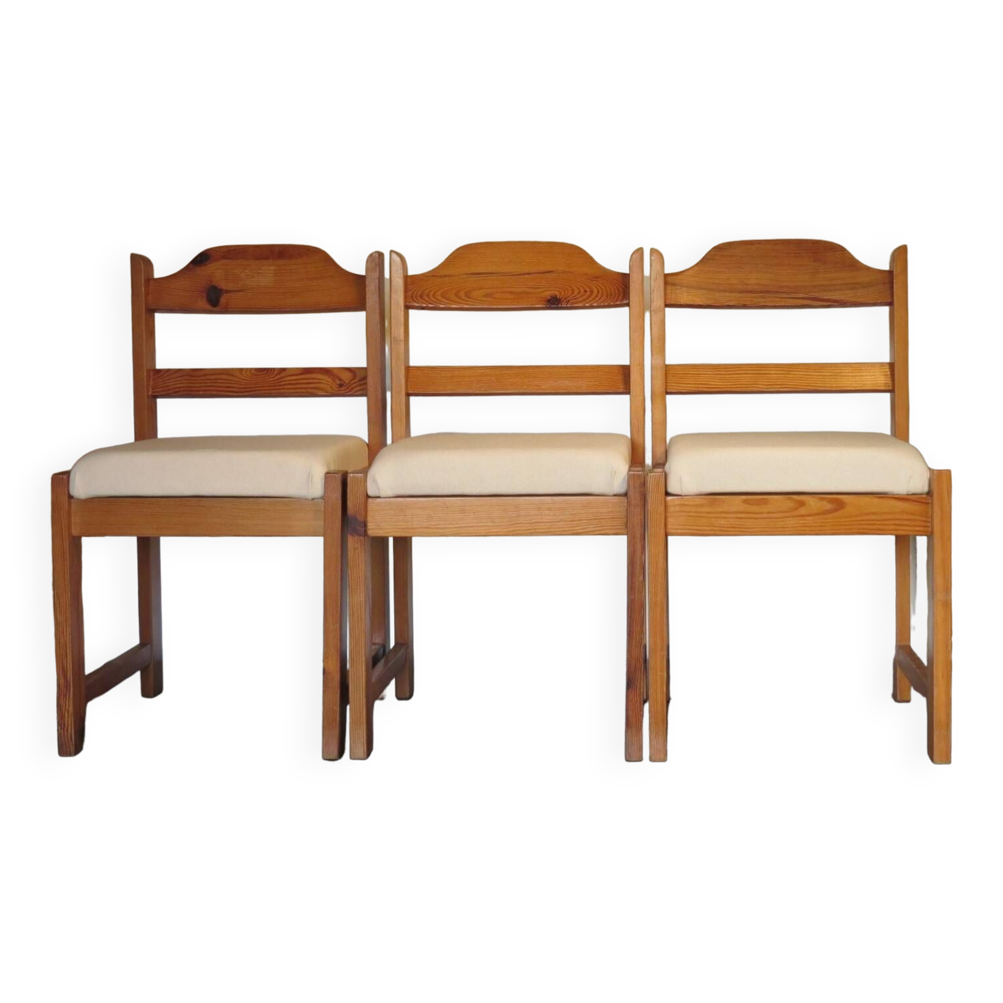 Brutalist pine chairs x 3
