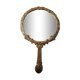 Antique mirror facing round hand in bronze 23cm