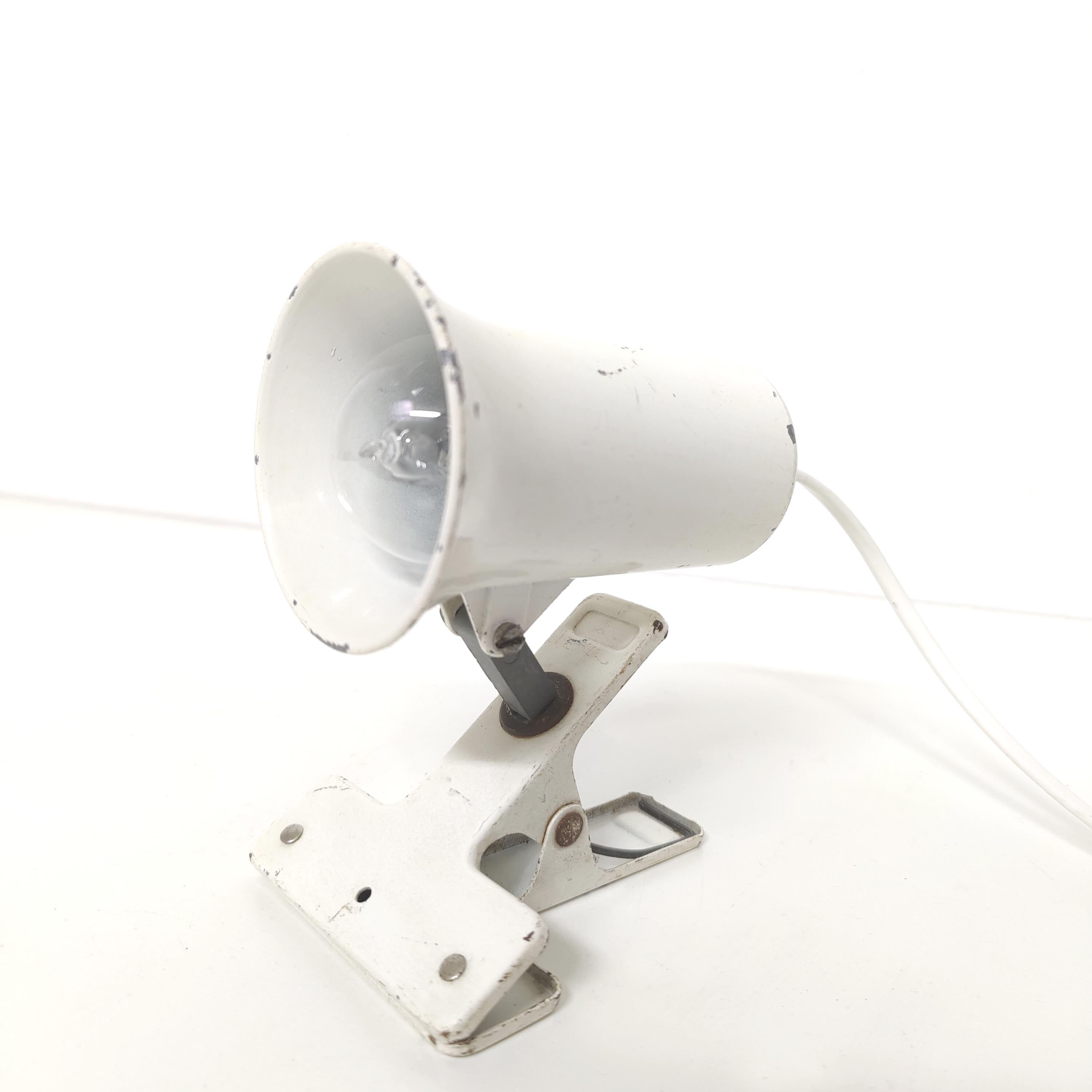 Spot lamp with white metal workshop clip 70s