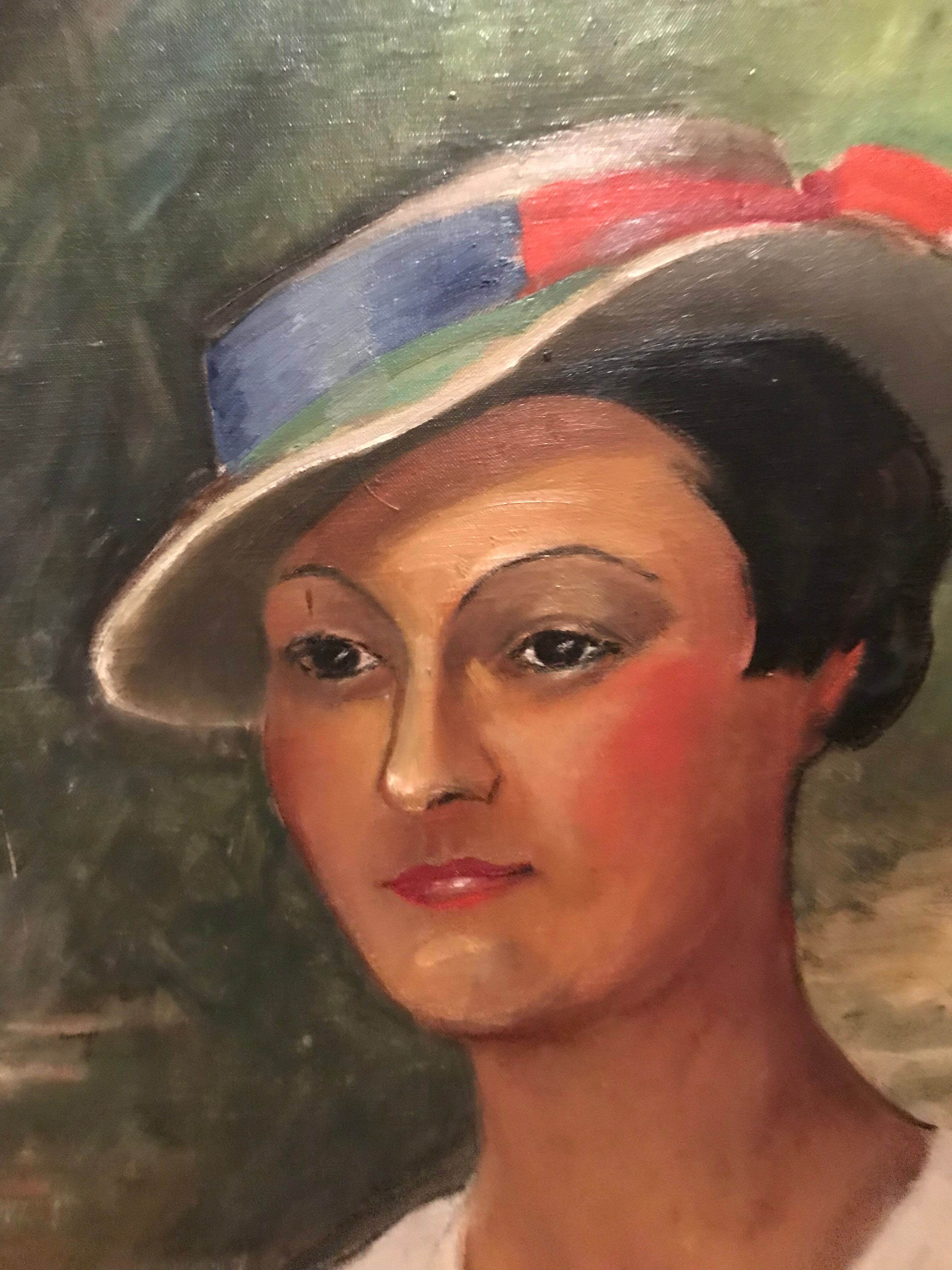 Oil on canvas portrait of a woman 20th century