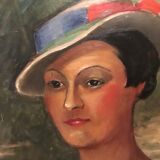 Oil on canvas portrait of a woman 20th century