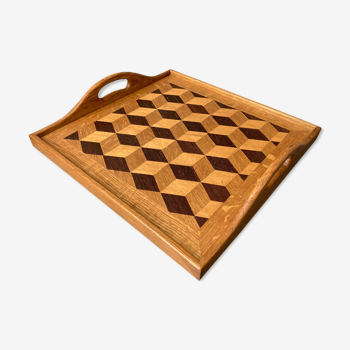 Modernist wooden top with geometric shapes