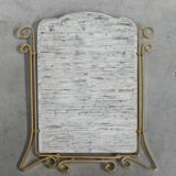 Vintage faceted mirror in aluminum frame 67x54cm