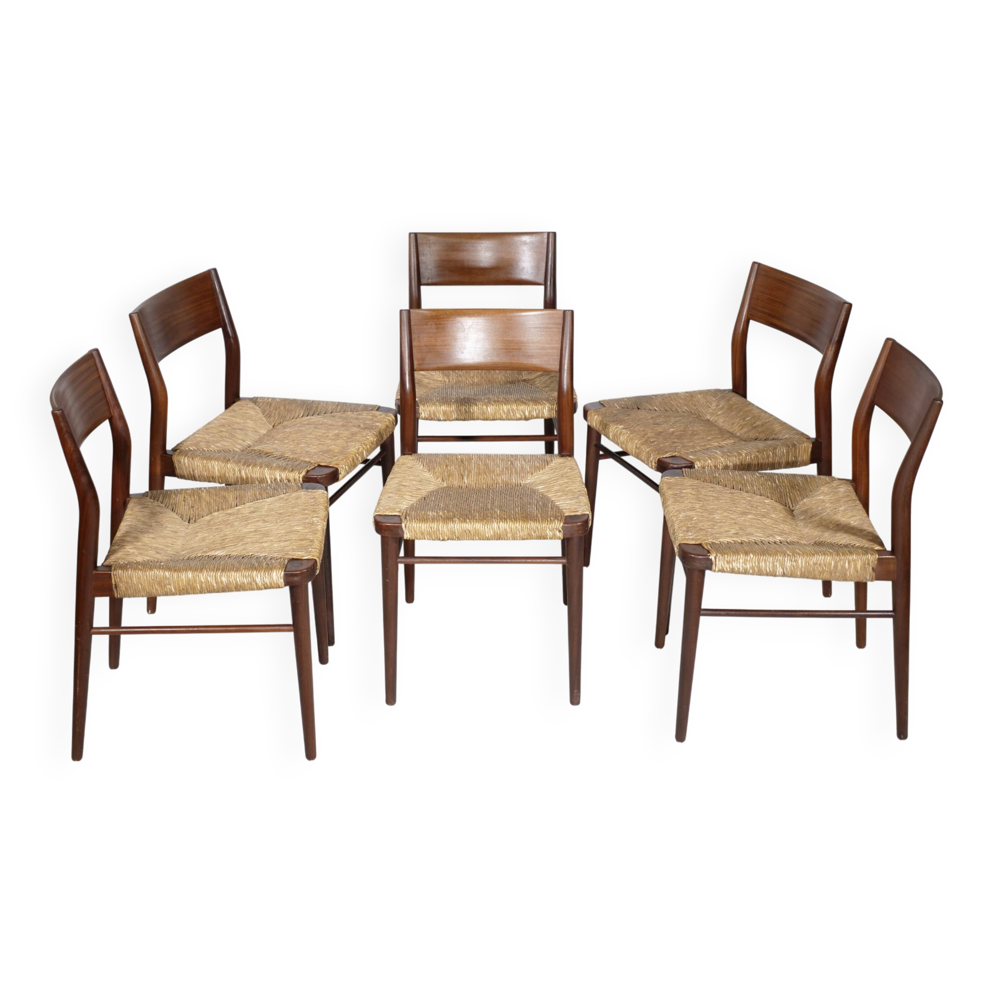 Teak Cane Chairs 351 Georg Leowald for Wilkhahn 1960s