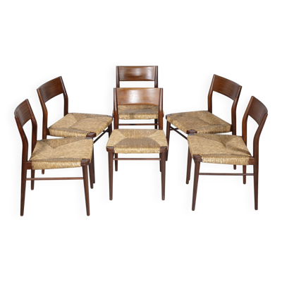 Chaises en teck et rotin 351 Georg Leowald pour Wilkhahn années 1960