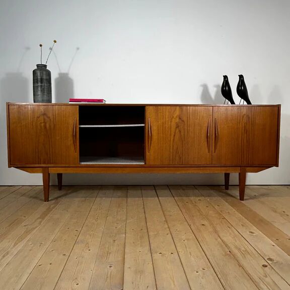 Teak sideboard with sliding doors, 1960s