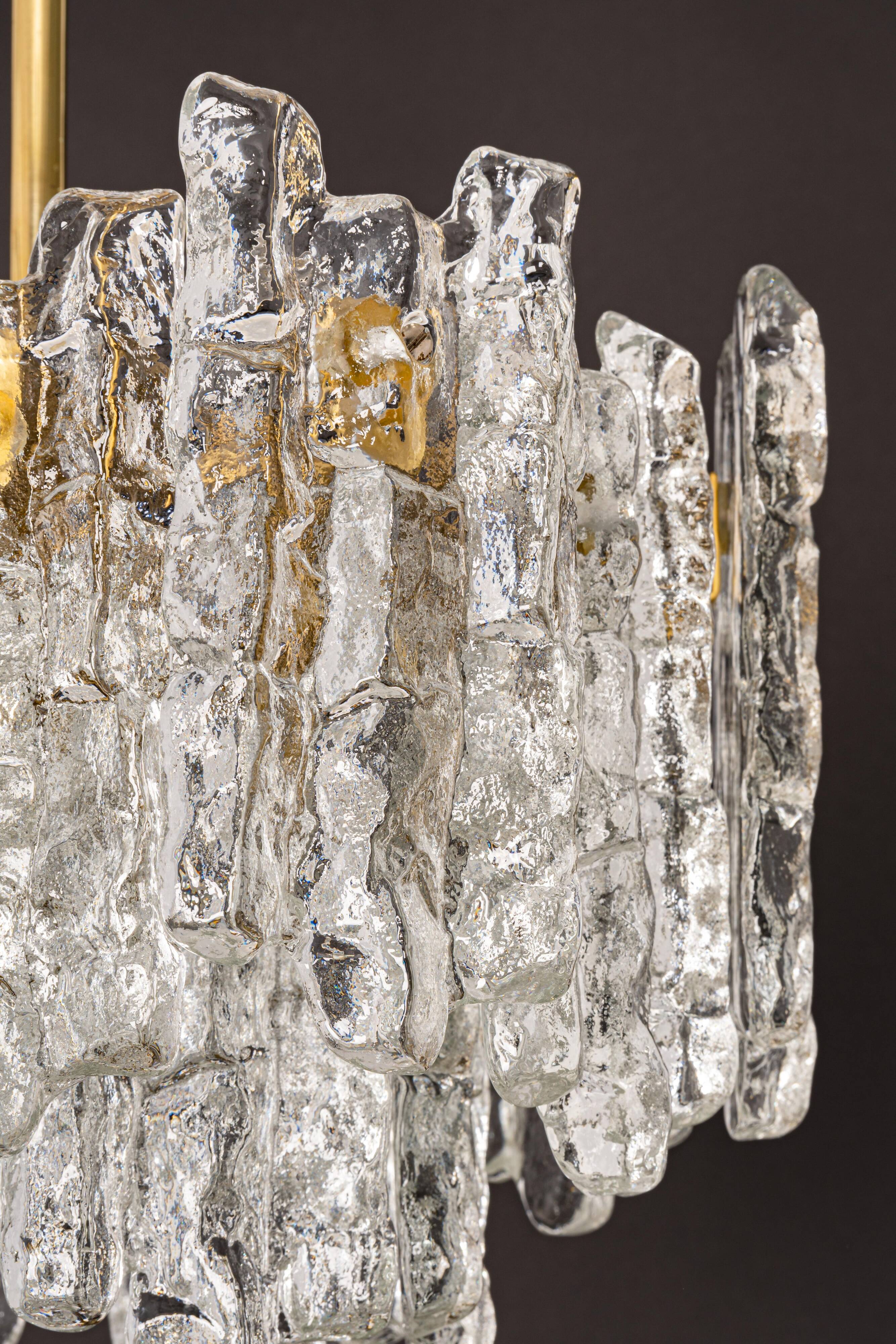 Large frosted glass chandelier from Murano by Kalmar, Austria, 1960s.