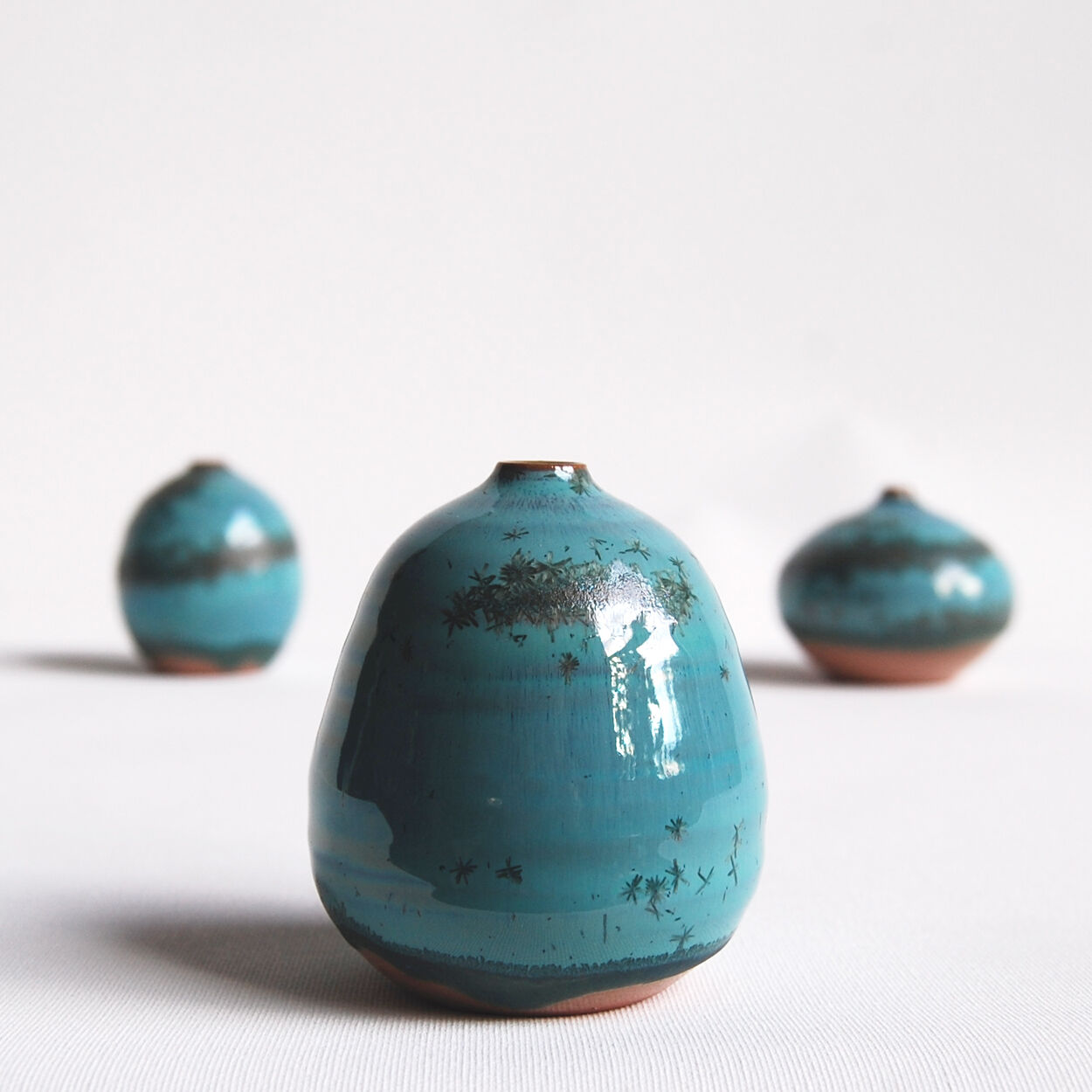 Trio of green miniature ceramics Antonio Lampecco