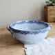 Antique earthenware salad bowl Sarreguemines U&C model Mimosa blue