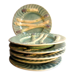 6 assiettes bleues à