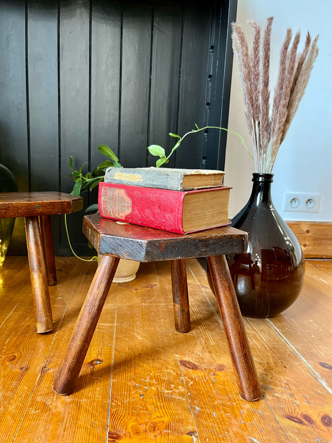 Pair of handmade tripod stools