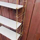 Vintage modular wall shelf, metal and brass, circa 1960s