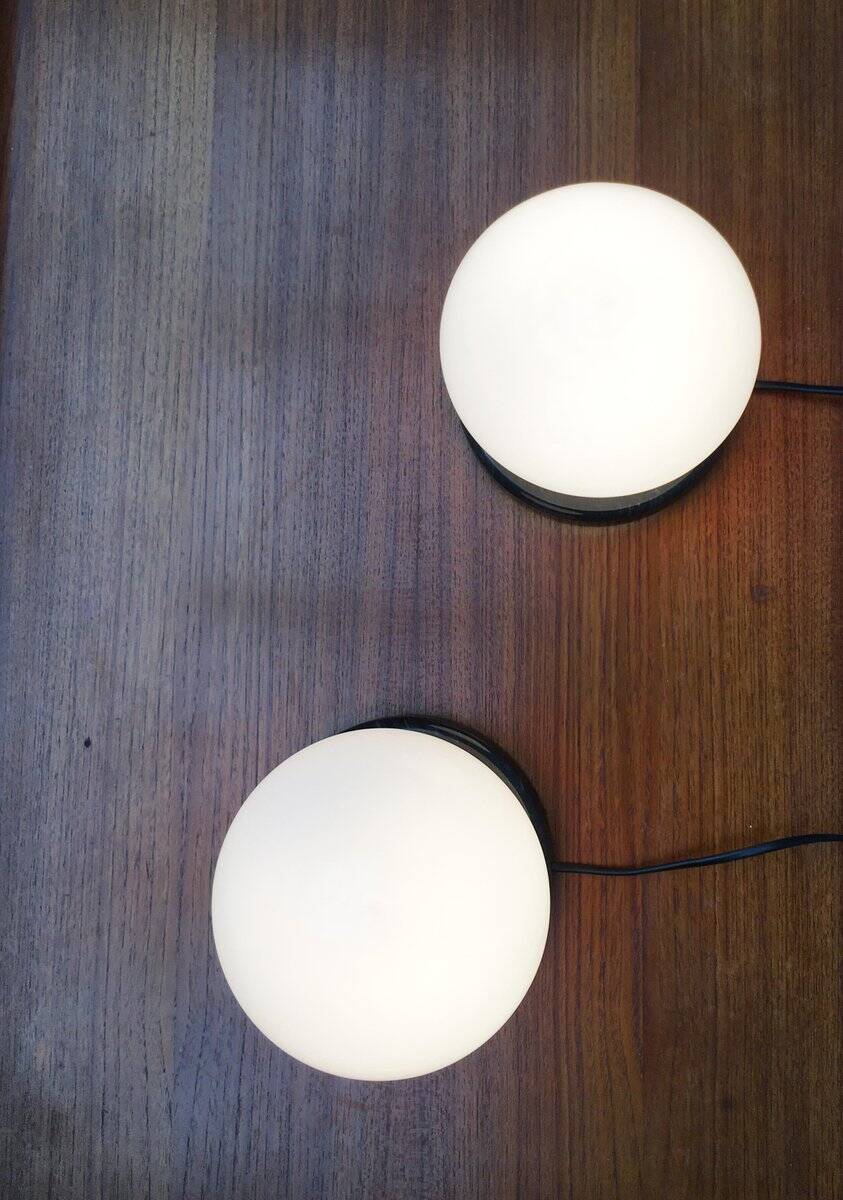 Vintage Swiss marble and glass table lamps by Optelma, set of 2.