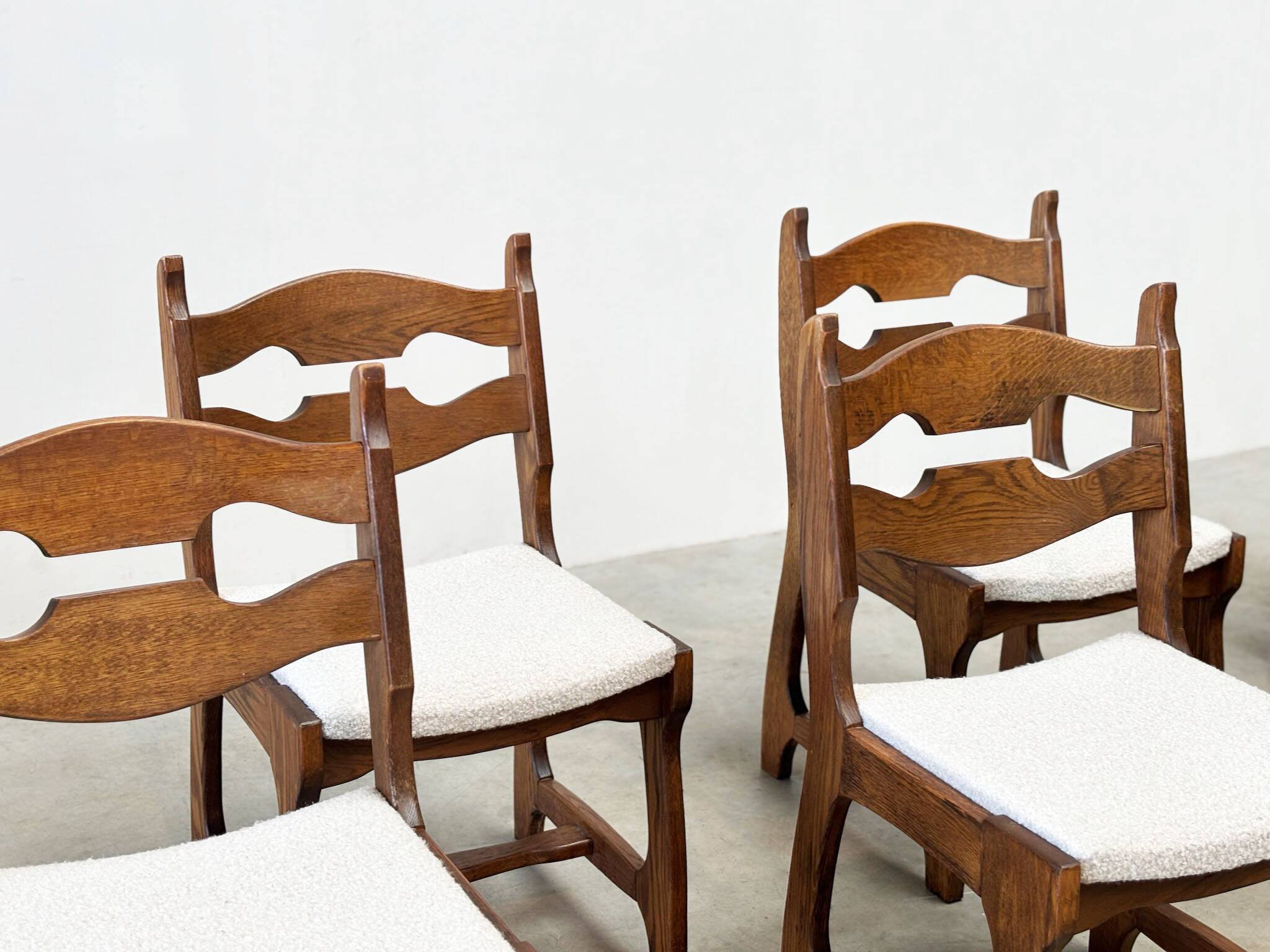 Set of six brutalist razorback dining chairs