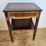 English pedestal table with leather top
