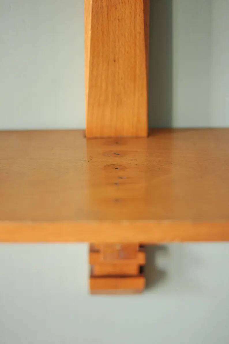 Wall wooden shelf, vintage wooden furniture, Art Deco wall shelf, interior decoration