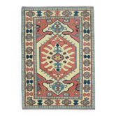 Tapis de zone vintage turc Oushak fait main en laine et coton rose 162x226 des années 1970