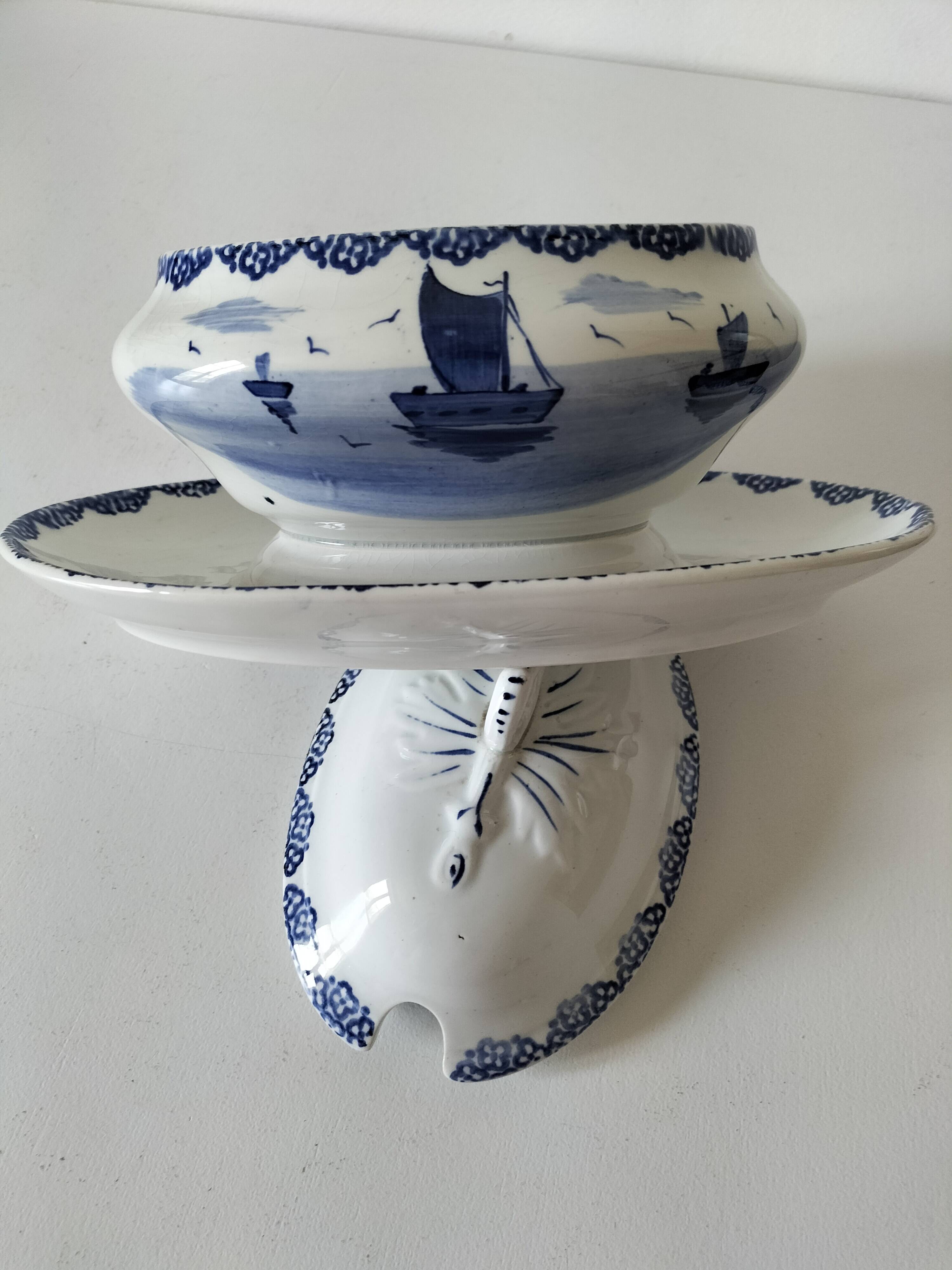 Rare vegetable dish by A. Lebacqz & M. Bouchart, marine decoration