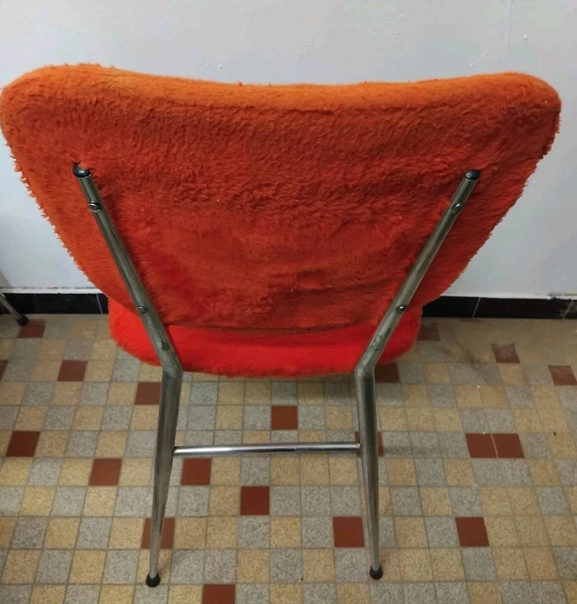 Lot de 4 anciennes chaises en tissus moumoute année 60 vintage