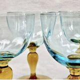 4 old two-tone George Sand wine glasses