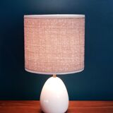 Table lamp in wool tweed and foot in cream color wood