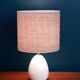 Table lamp in wool tweed and foot in cream color wood