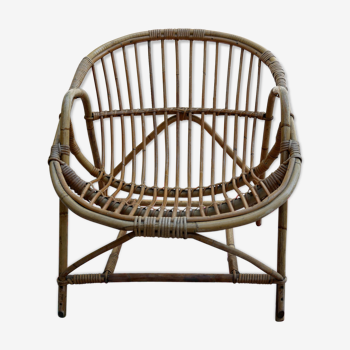 Vintage rattan "shell" armchair