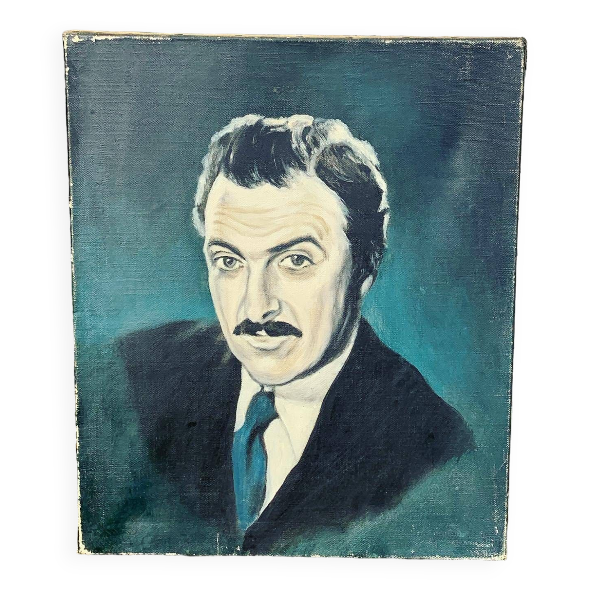 Painting, painting portrait of a man, vintage, circa 1960 unsigned, attributed to Roger Schmitt