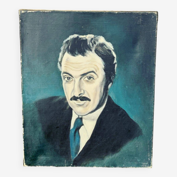 Painting, painting portrait of a man, vintage, circa 1960 unsigned, attributed to Roger Schmitt