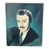 Painting, painting portrait of a man, vintage, circa 1960 unsigned, attributed to Roger Schmitt