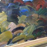 Original mid-century Swedish oil on canvas – “Scene” by Gösta Falck – vintage & framed – 73 × 64 cm