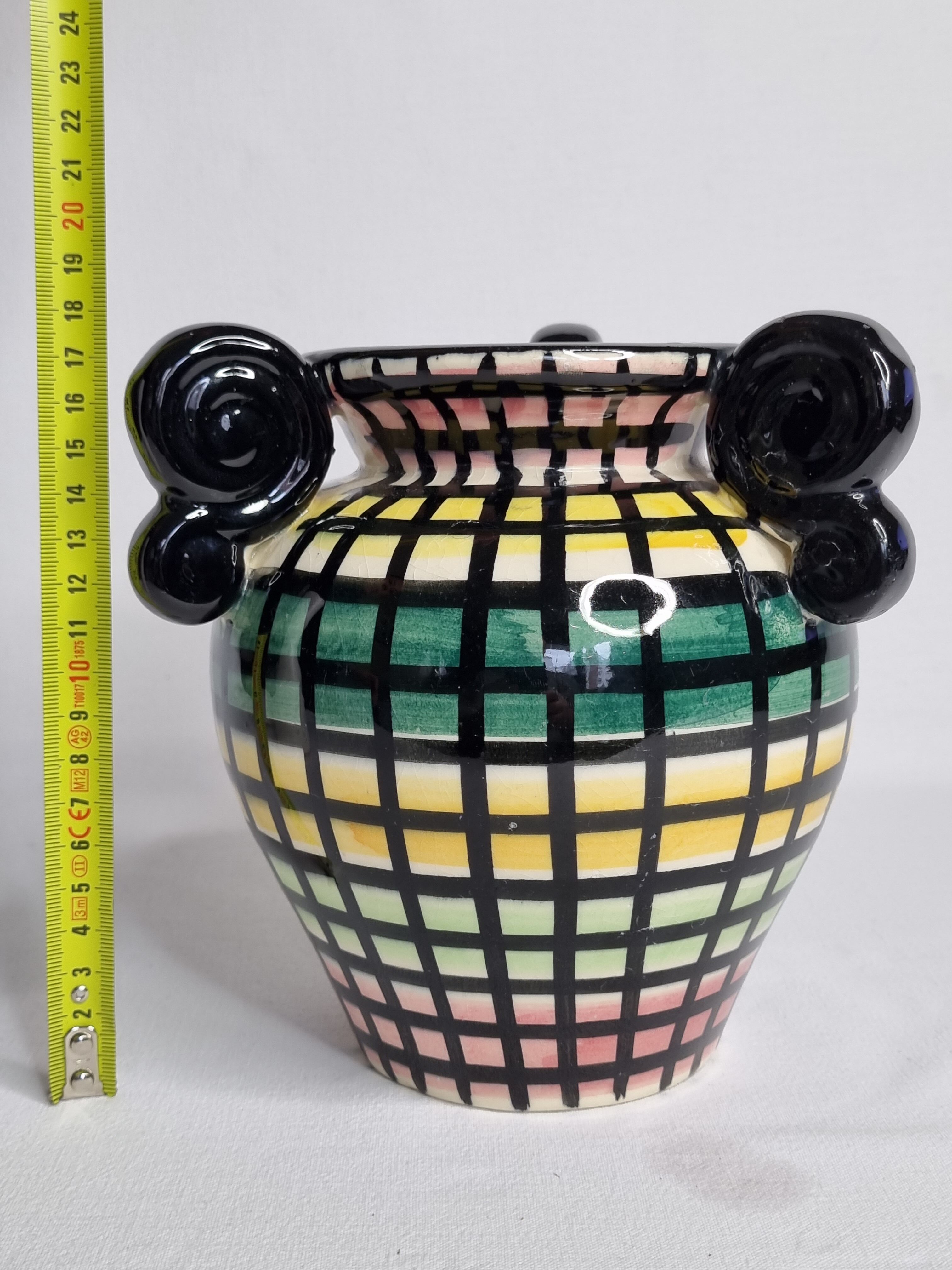FASE's multi-coloured Art Deco-style "Vallauris" vase, 1950s, 17cm