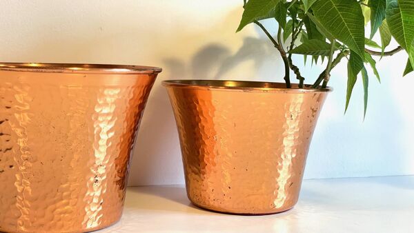 CACHE-POTS Cuivre Martelé ANNEES 60