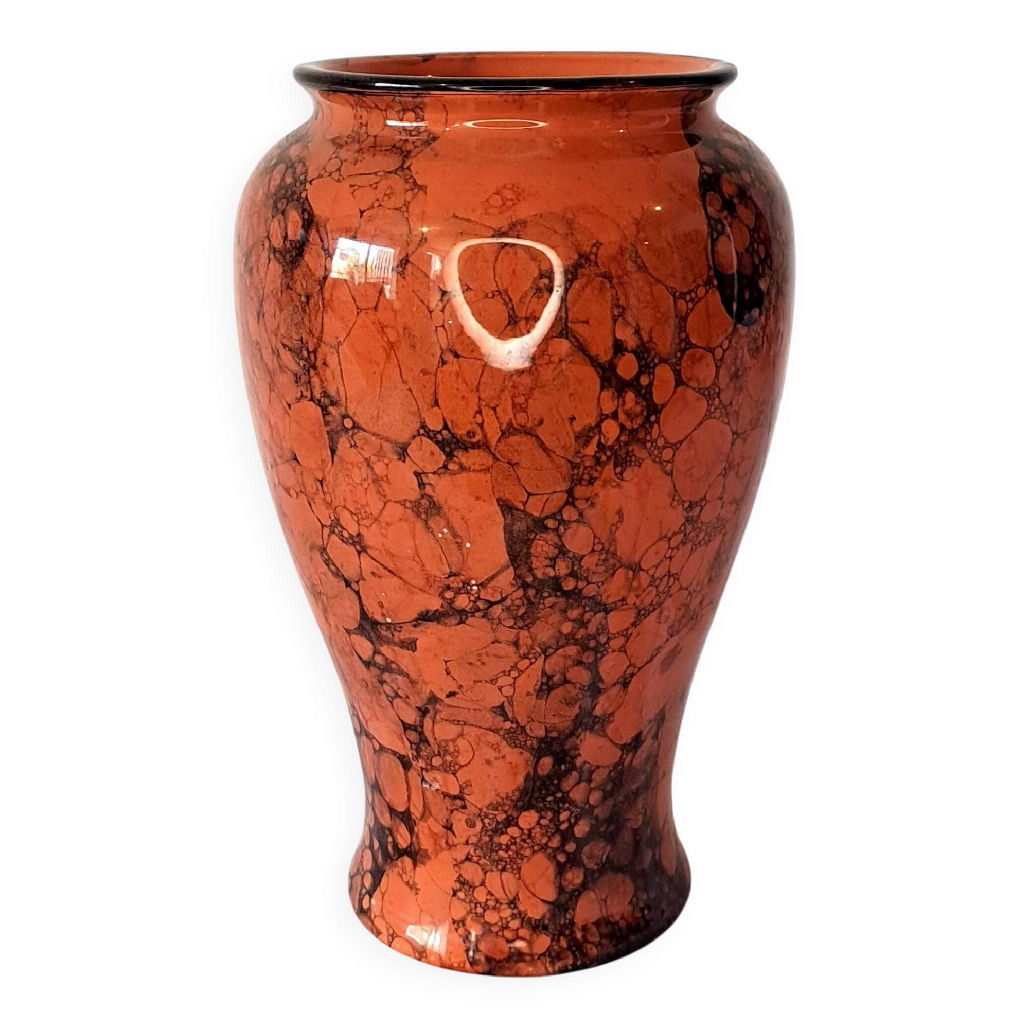 Glazed ceramic vase with marbled effect — vintage retro decor