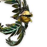 Palm leaf chandelier in painted sheet metal, 1970s