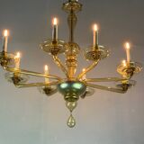 Venetian chandelier in golden Murano glass, Venini circa 1920