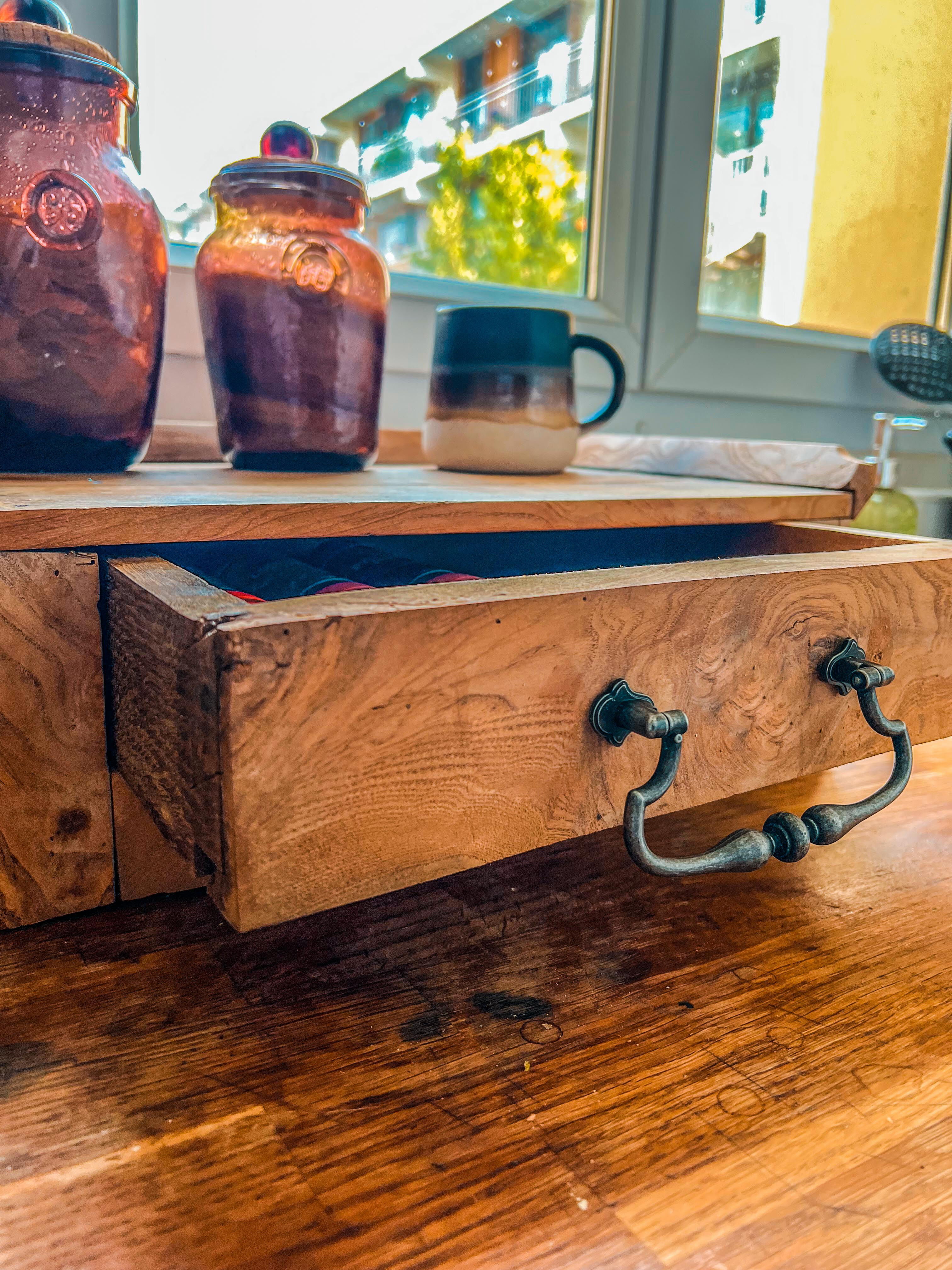 Olive wood storage cabinet
