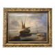 Huile sur toile XIXe siècle, La Marée Basse, Marine encadrée