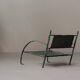 Fauteuil bas en fer forgé martelé, France, vers 1960